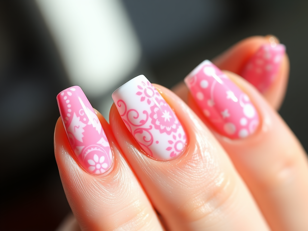 Nail pink white